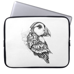 Puffin Wild Animal Nature Illustration Art Tattoo Laptop Sleeve