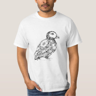 Puffin Wild Animal Nature Illustration Art Tattoo T-Shirt
