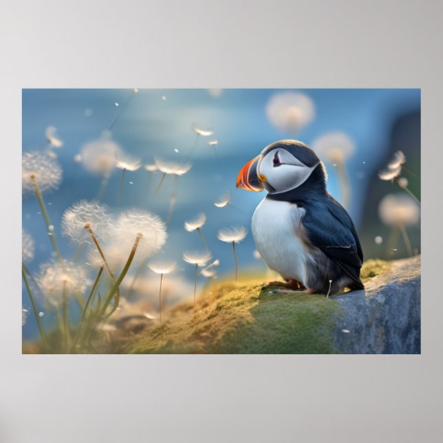 Puffin Wild Bird Animal Tranquil Peaceful  Poster (Front)