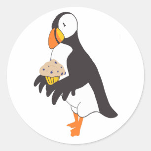 Puffin with a Muffin Classic Round Sticker
