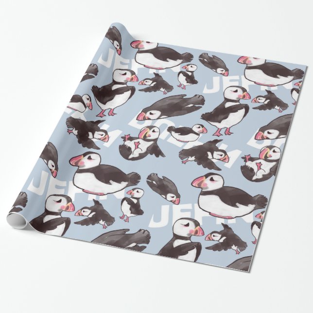 Puffin Wrapping Paper (Unrolled)