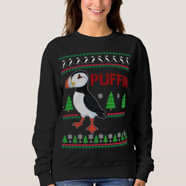 Puffin Xmas Ugly Sweater Puffins Lover Funny Cute (Front)
