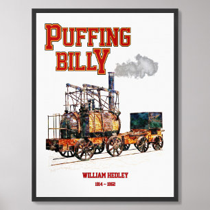 Puffing Billy Steam Train English Locomotive Poster