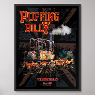 Puffing Billy Steam Train English Locomotive Poster