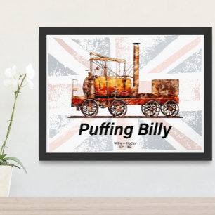 Puffing Billy Steam Train English Locomotive Poster