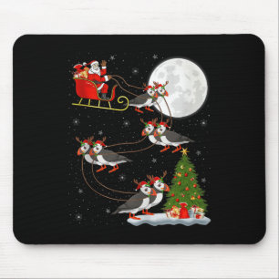 Puffins Bird Santa Sleigh Flying Funny Magical Chr Mouse Mat