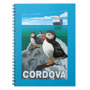 Puffins & Cruise Ship - Cordova, Alaska Notebook