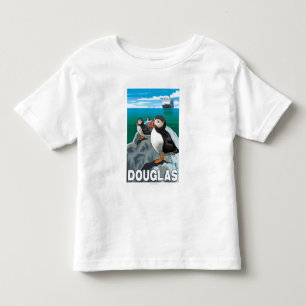 Puffins & Cruise Ship - Douglas, Alaska Toddler T-Shirt