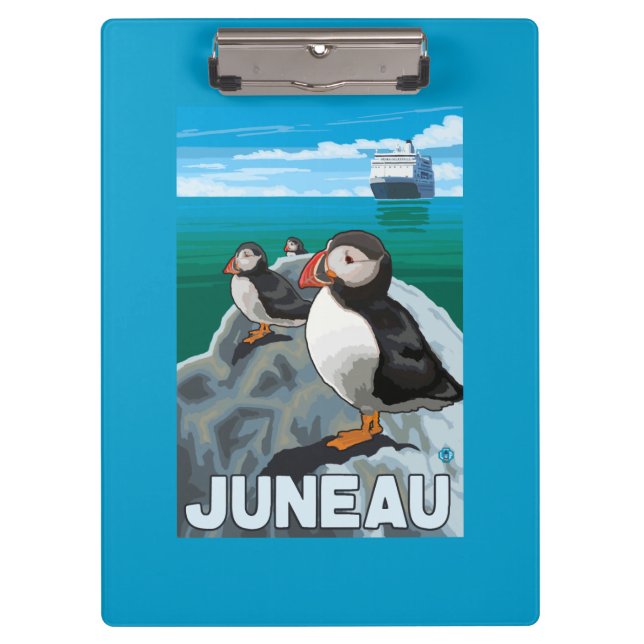 Puffins & Cruise Ship - Juneau, Alaska Clipboard (Front)