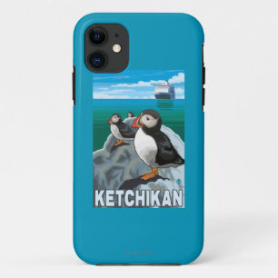 Puffins & Cruise Ship - Ketchikan, Alaska iPhone 11 Case