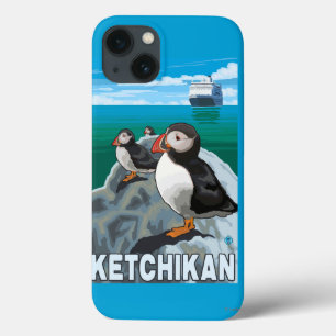 Puffins & Cruise Ship - Ketchikan, Alaska iPhone 13 Case