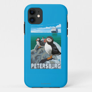 Puffins & Cruise Ship - Petersburg, Alaska iPhone 11 Case