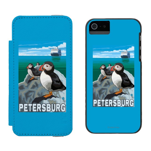 Puffins & Cruise Ship - Petersburg, Alaska Incipio iPhone Wallet Case (Side by Side)