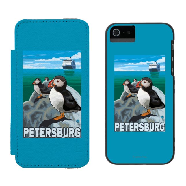 Puffins & Cruise Ship - Petersburg, Alaska Incipio iPhone Wallet Case (Side by Side)