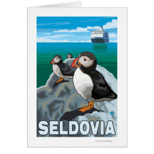 Puffins & Cruise Ship - Seldovia, Alaska