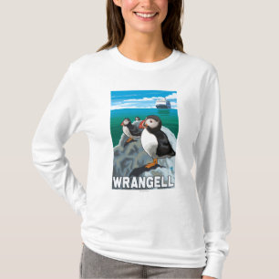 Puffins & Cruise Ship - Wrangell, Alaska T-Shirt
