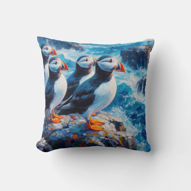 Puffins Cushion (Front)