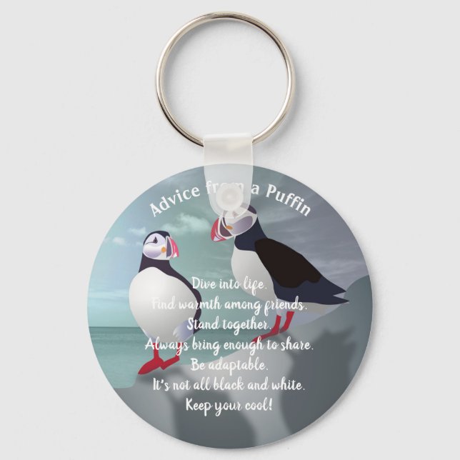 Puffins Design Keychain (Front)