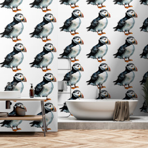 Puffins Design Vinyl Wallpaper