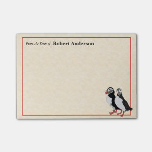 Puffins From the Desk of 4x3 Post It Note Pad