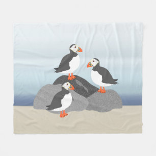 Puffins Medium Fleece Blanket