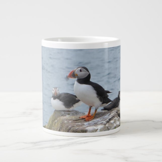 Puffins on Farne Islands Large Coffee Mug (Front)