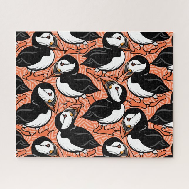 Puffins on Parade - Orange - Jigsaw Puzzle (Horizontal)