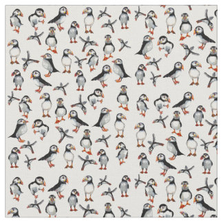 Puffins Pattern Fabric