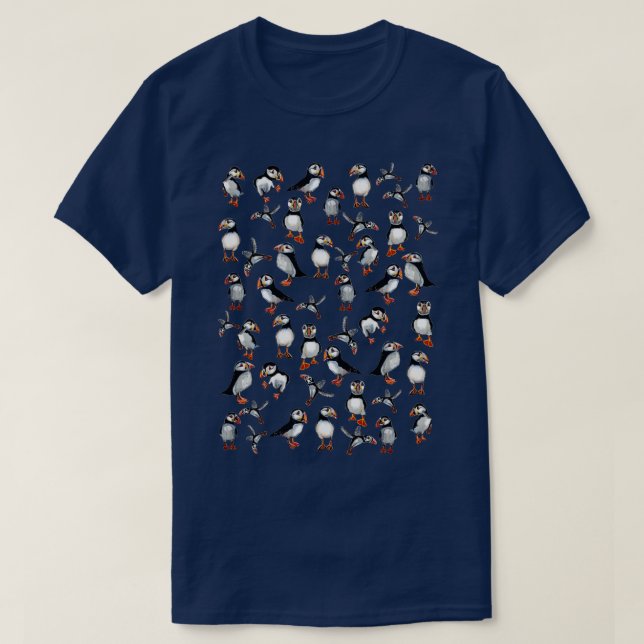 Puffins Pattern T-Shirt (Design Front)