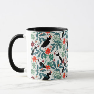 Puffins Pattern Warm Beige Mug