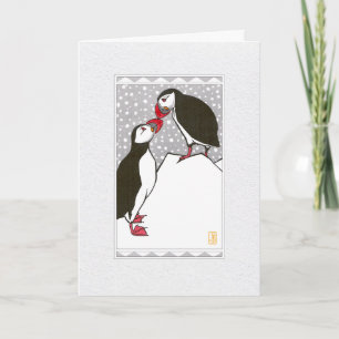 Puffins Seasonal Folded Greeting Card