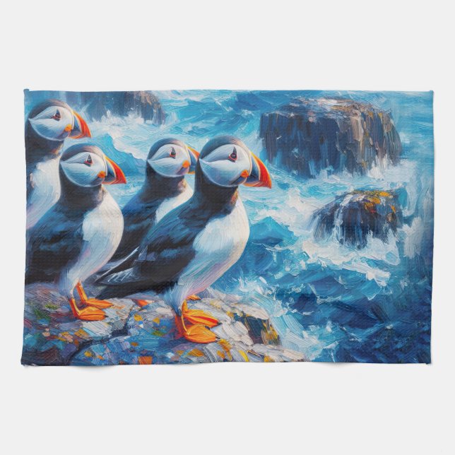 Puffins Tea Towel (Horizontal)