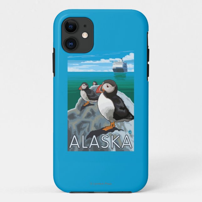 Puffins watching a Cruise Ship Case-Mate iPhone Case (Back)