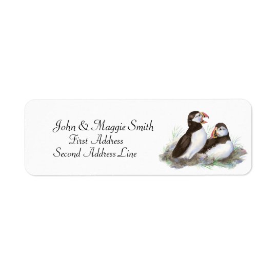Puffins, Watercolor Bird Collection Return Address Label