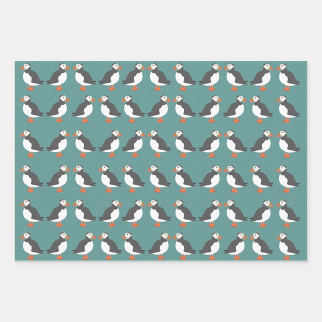 Puffins Wrapping Paper Sheets (Front)