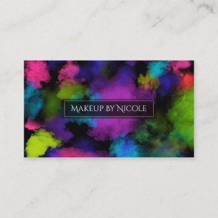 Puffs of Colour Makeup Artist Beauty Salon Black Business Card