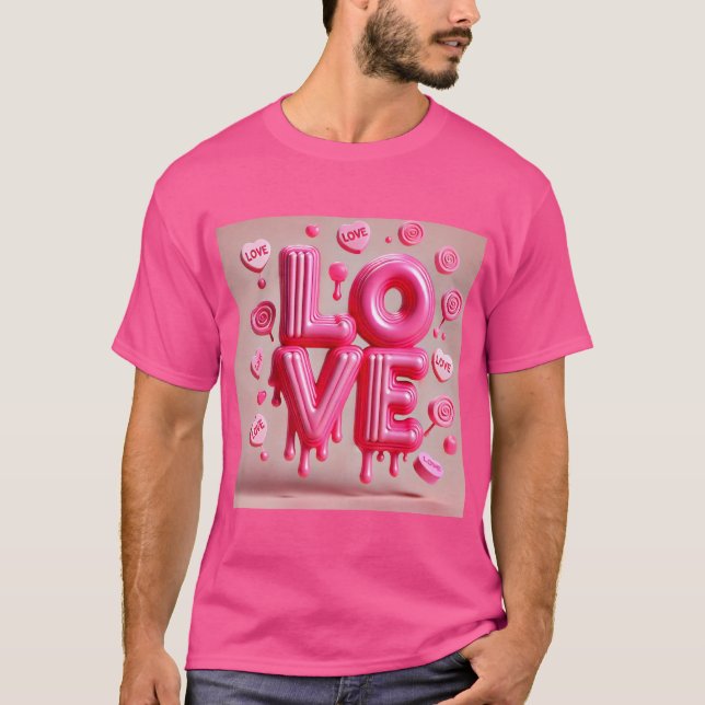 Puffy Bubblegum Dripping Love T-Shirt (Front)