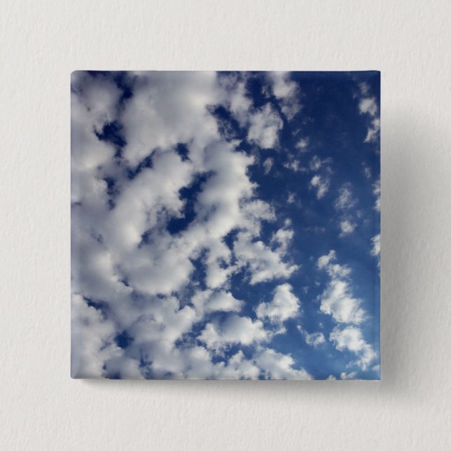 Puffy Clouds On Blue Sky 15 Cm Square Badge (Front)