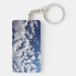 Puffy Clouds On Blue Sky Key Ring