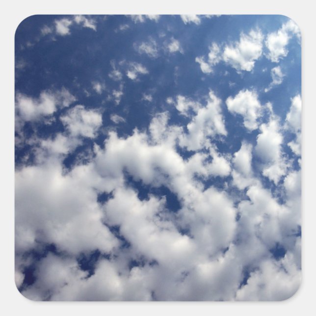 Puffy Clouds On Blue Sky Square Sticker (Front)