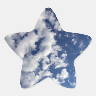 Puffy Clouds On Blue Sky Star Sticker