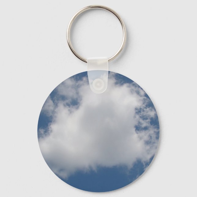 Puffy Cumulus Clouds in Blue Sky Key Ring (Front)