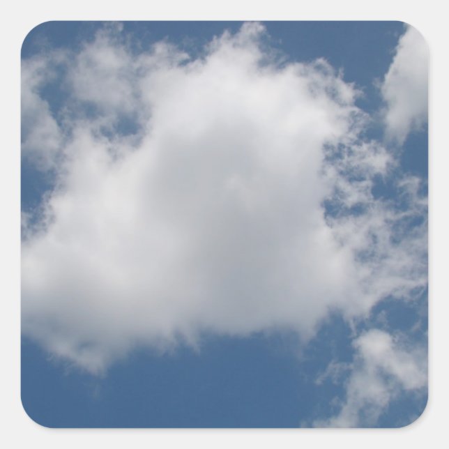Puffy Cumulus Clouds in Blue Sky Square Sticker (Front)