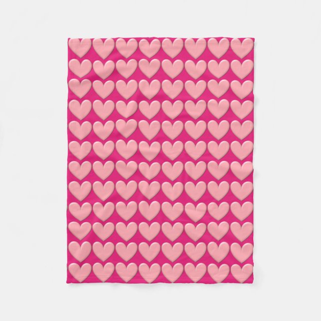 Puffy Hearts Fleece Blanket (Front)