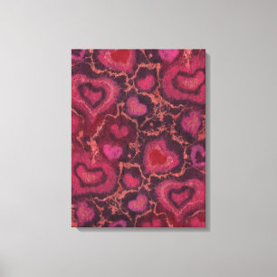 Puffy hearts, romantic love, pink red & burgundy canvas print