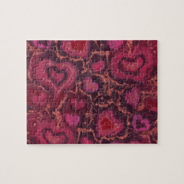 Puffy hearts romantic love pink red valentines day jigsaw puzzle (Horizontal)