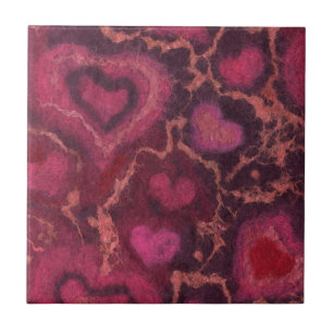 Puffy hearts romantic love pink red valentines day tile