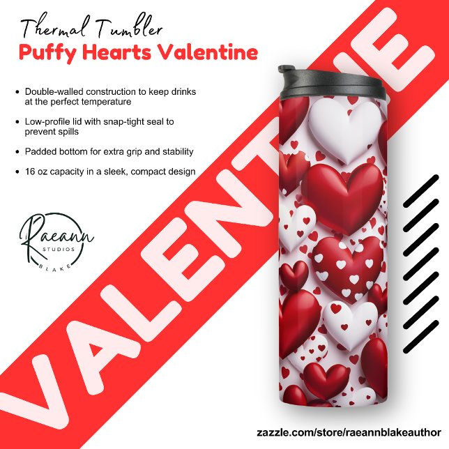 Puffy Hearts Thermal Tumbler (Creator Uploaded)