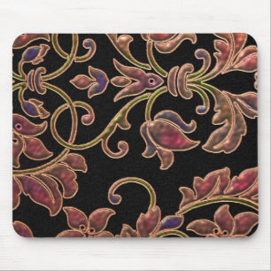 Puffy Look Damask on Black Mouse Mat