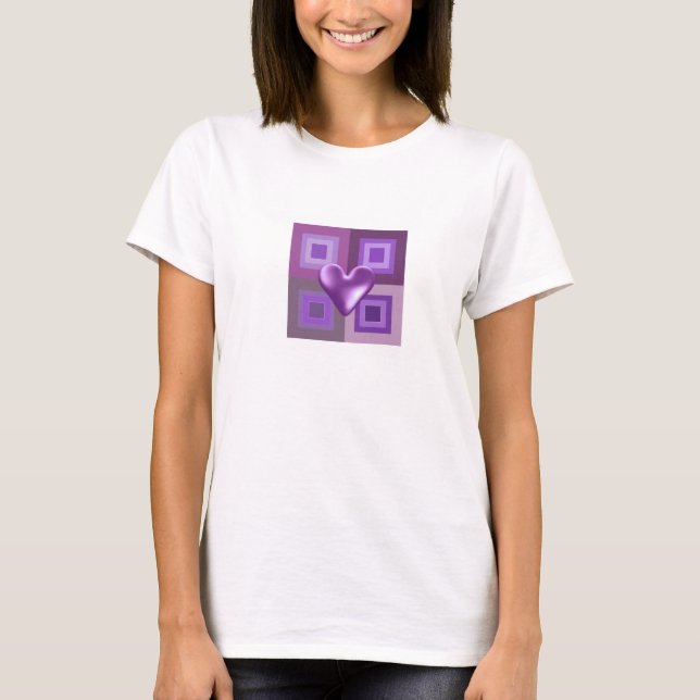 Puffy Purple Heart Design T-Shirt (Front)